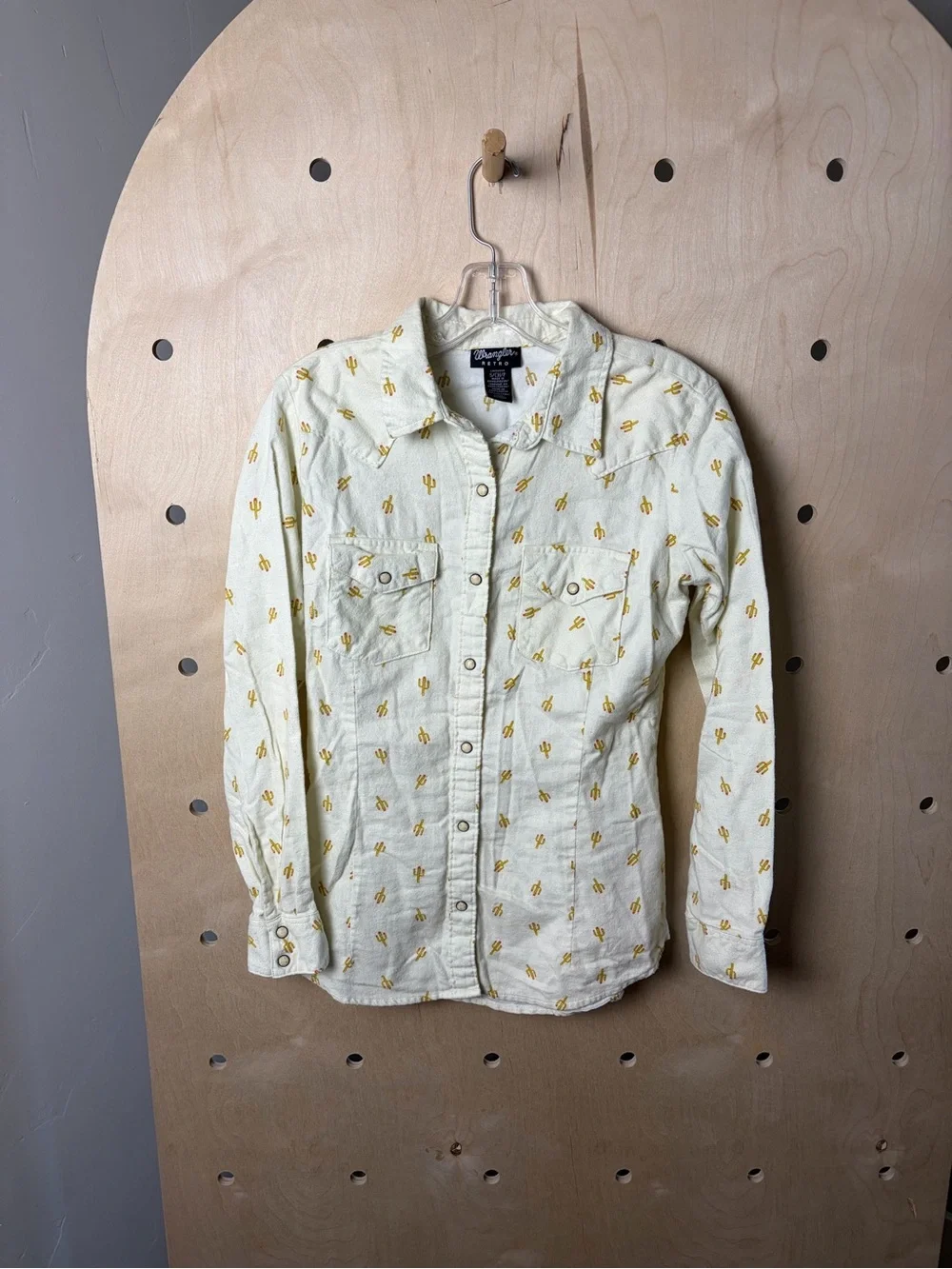 Wrangler Retro Cactus Print Western Pearl Snap Shirt Women’s Small